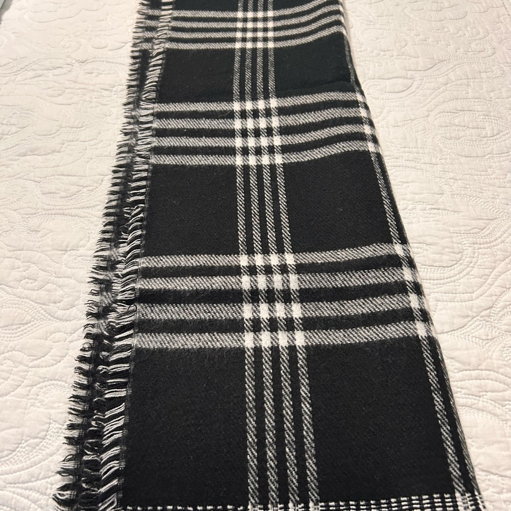 J. Crew Black and White Plaid Scarf